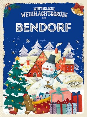 Holzschild 40x30 cm Weihnachtsgrüße aus BENDORF Deko Geschenk Holz Schild