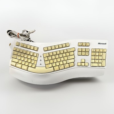 Microsoft Natural Ergonomic White PS2 Wired Keyboard 59758 Tested Working