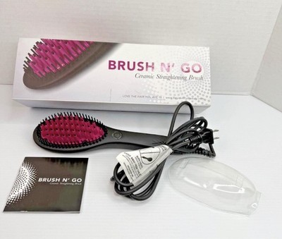 SHE by Beyond The Beauty Black Brush N' Go Ceramic Straightening Brush Gold 