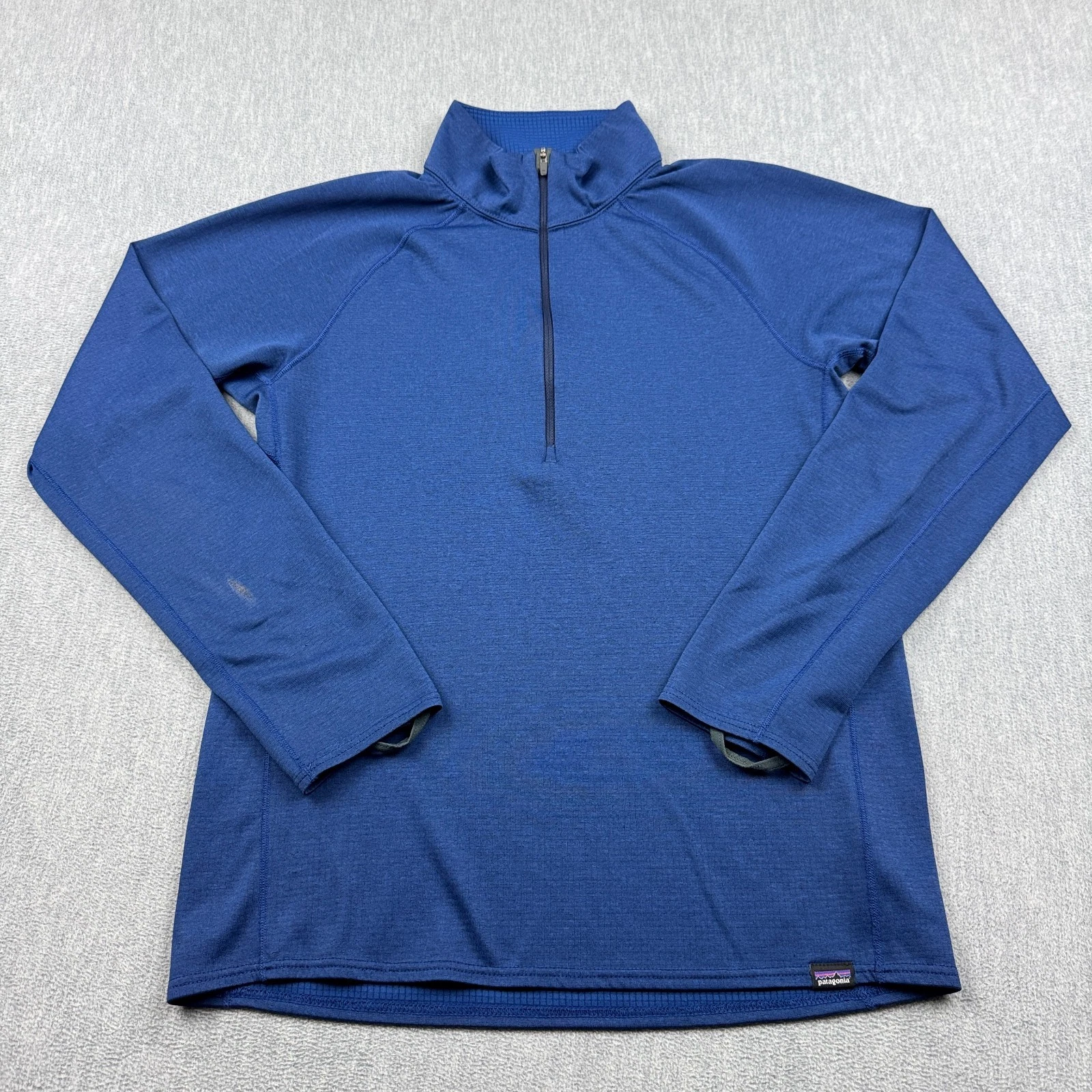 Patagonia Shirt Mens Small Blue Midweight Capilene Zip-Neck Baselayer 44446