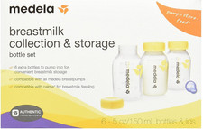 Medela Breast Milk Collection and Storage Bottles with Solid Lids - 6pk 5oz NEW