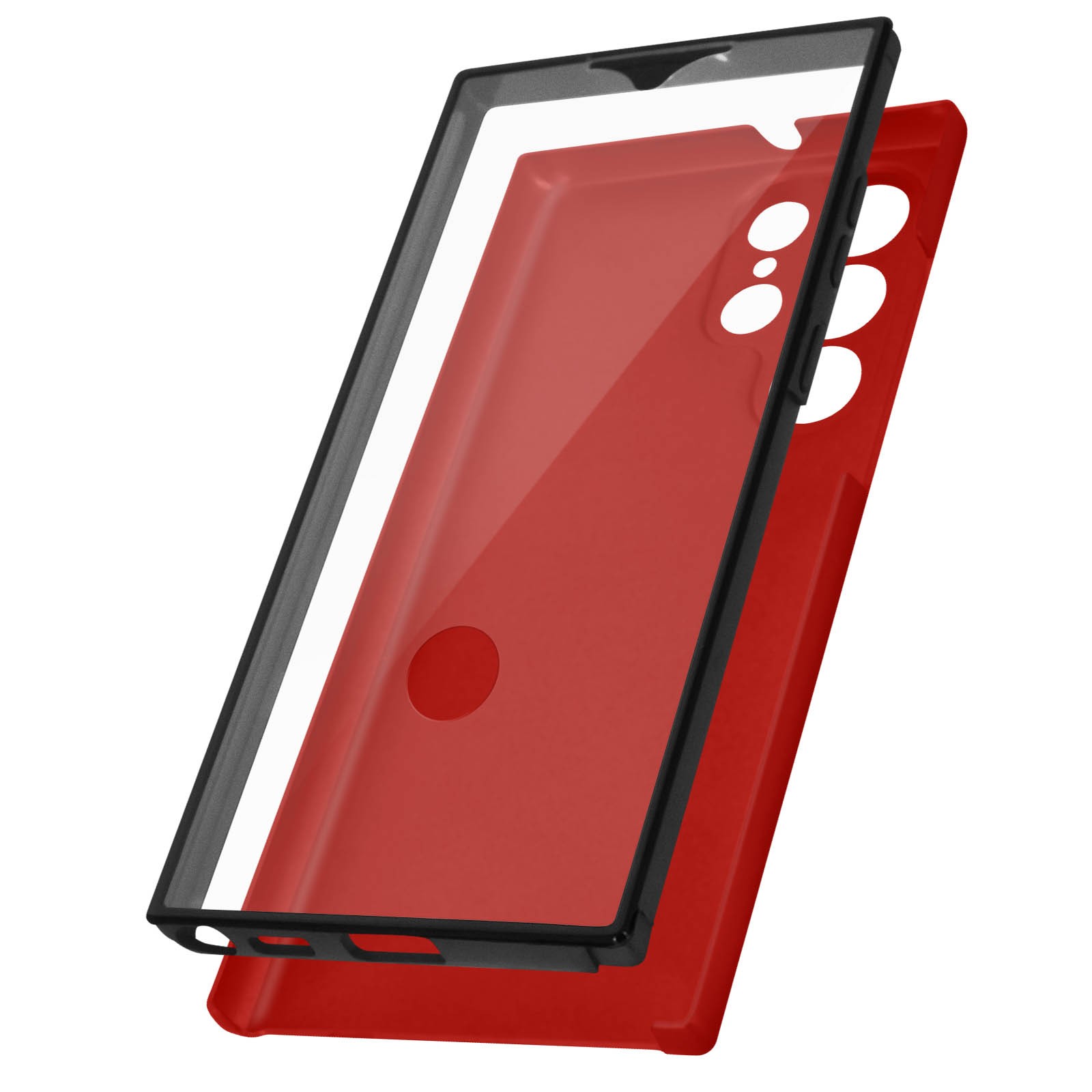 Coque tactile Galaxy S22 Ultra 360 silicone souple et coque arrière rouge