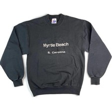 Vintage 90s Jerzees Sweatshirt Mens M Myrtle Beach Spellout Pullover USA Coastal