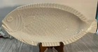 McCoy Vintage White Bluish Stoneware Embossed Fish Platter Oven Proof #9375 USA