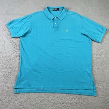 Vintage Polo Ralph Lauren Polo Shirt Mens XL Teal Blue Cotton Made in USA