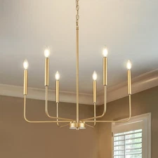 Gold Empire Chandelier 6-Light Retro Candle Pendant Lamp Hanging Ceiling Fixture