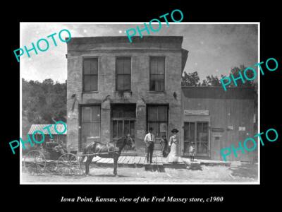 OLD 8x6 HISTORIC PHOTO OF IOWA POINT KANSAS THE FRED MASSEY STORE c1900