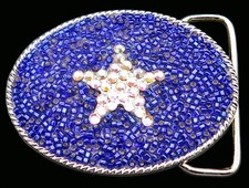 Texas Star Beads Rhinestones Handcrafted Belt Buckle