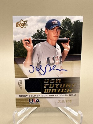 NICKY DELMONICO 2009 Upper Deck USA Future Watch BLUE AUTO/ JERSEY #218/899