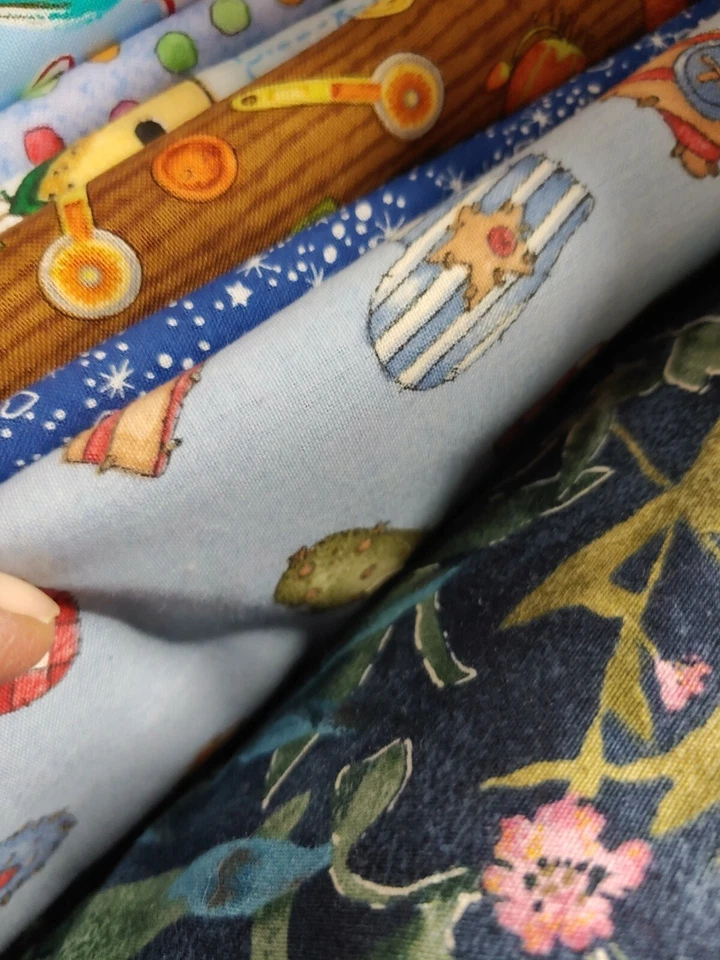 5 + Lbs. Cotton Fabric Box Lot Quilting Crafts 1 +Yd Pieces Multiple Yards(#B128 - Image 3 of 4