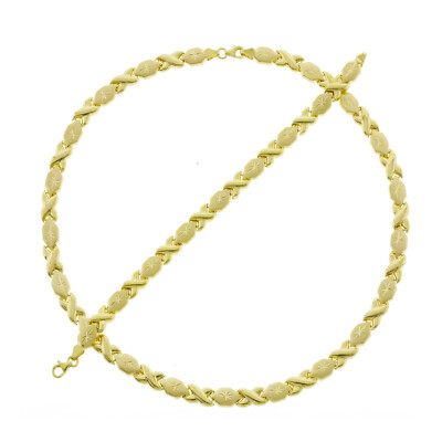 Gold Tone 925 Sterling Silver Stampato XOXO Hugs Kisses Necklace Bracelet  Set