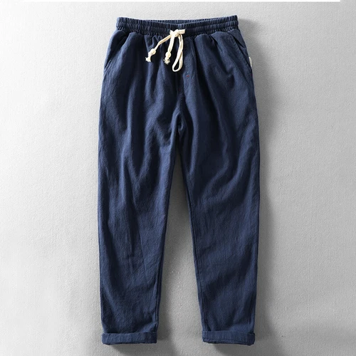 Herren Baumwolle Leinen Atmungsaktiv Haremshose Kordelzug Locker Freizeithose Retro - Bild 11 von 20