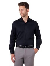 Mens Classic Collar Formal Dress Shirt Tailored Fit Business Smart Casual