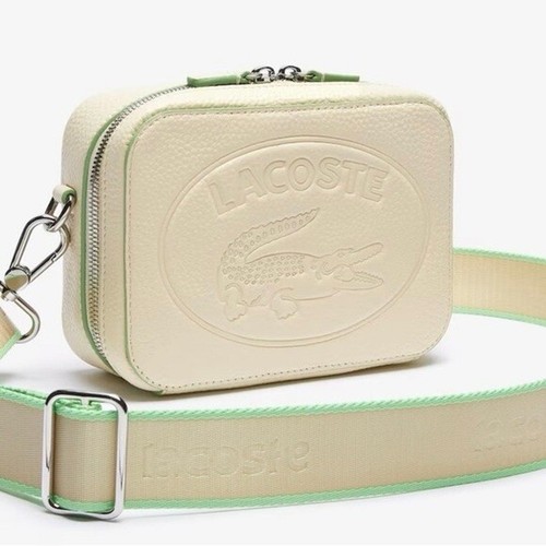 NWT Lacoste Women’s Croco Crew Detachable Shoulder Strap Grained Leather Bag