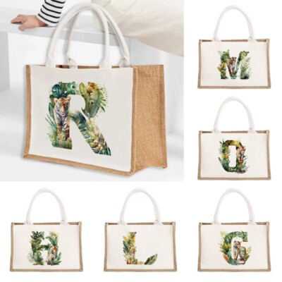 Large Jute Hessian Shopping Bag Hessian Eco-Reusable Gift Tote Lunch Handbag