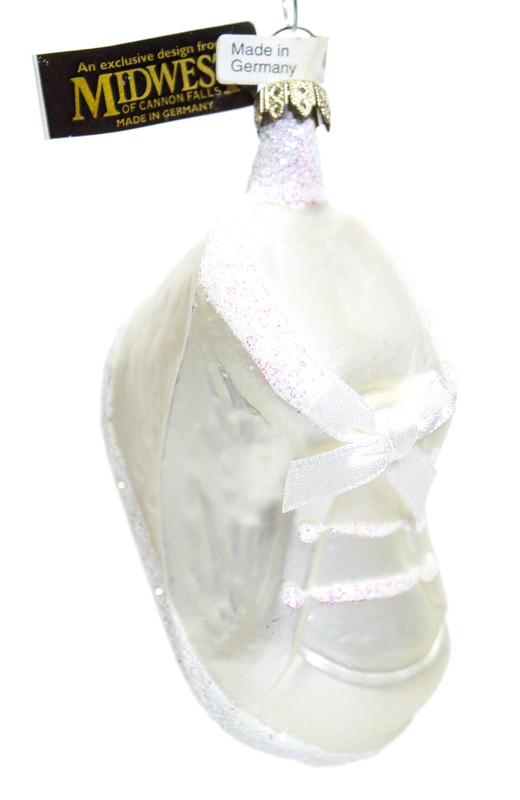 Vintage MIDWEST Germany Baby First Shoe Glass Christmas Ornament