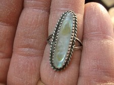  144 of 245, NICE VTG LADIES STERLING SILVER  ABALONE MOTHER OF PEARL RING, VGC