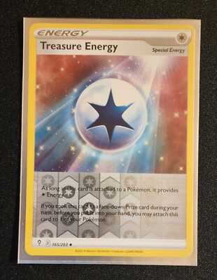 Treasure Energy Reverse Holo Evolving Skies 165/203 Pokemon Card US Seller