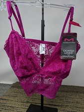 Maidenform Sz M Lightly Lined Magenta Zeal Lace Cami Bra Bralette DM1127 32
