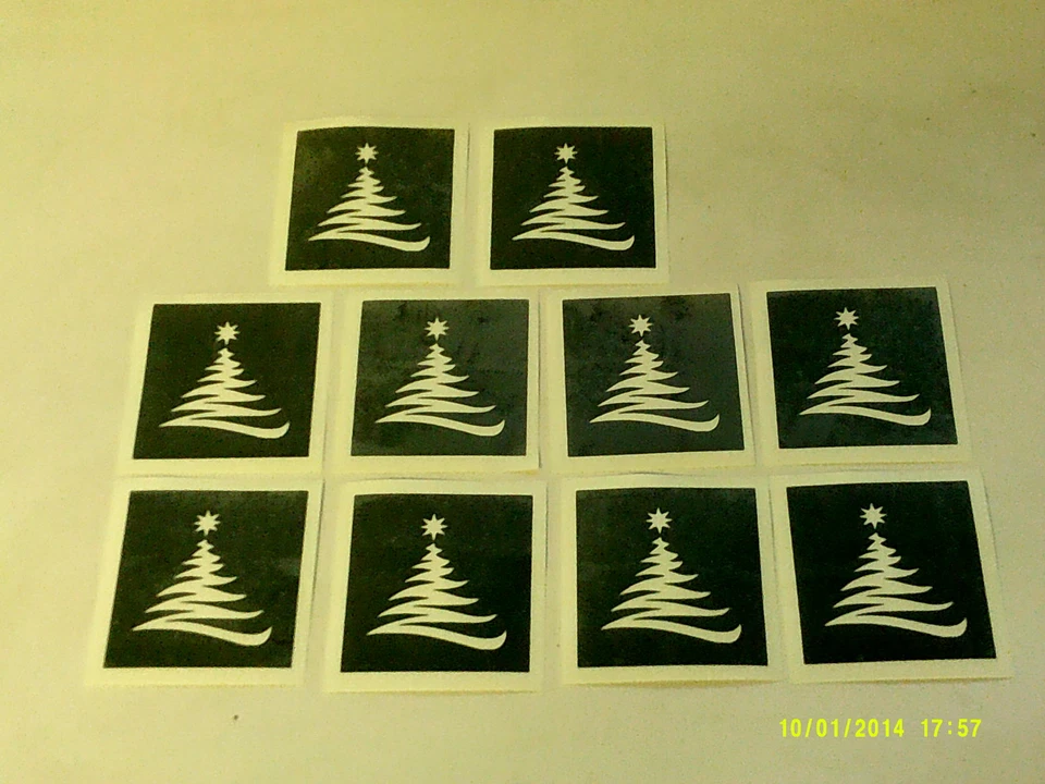 DAZZLE GLITTER TATTOOS 20 stencil per albero di Natale a zigzag per tatuaggi glitter / aerografo Frozen