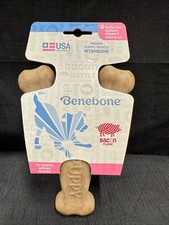 PUPPY Benebone BACON Wishbone MEDIUM Dog Chew Treat Moderate Chewers USA Made