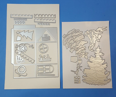 (Bundle of 2) Sizzix Thinlits Die, 664712 Christmas Tree, 666024 House Gift Box