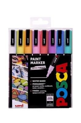 Uni Posca PC-3M Paint Marker Kunststifte feine Spitze Geldbörse mit 8 Pastellfarben