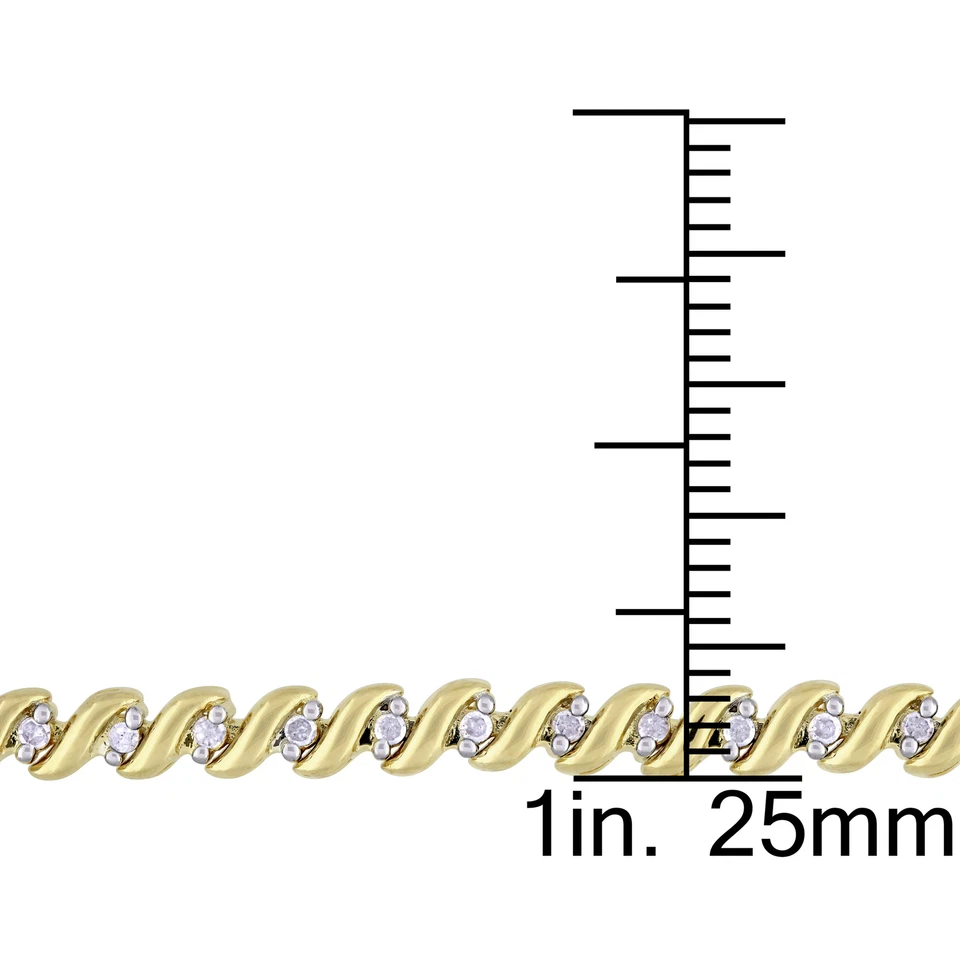 Juego de brazalete Amour blanco rosa y amarillo enchapado en plata de ley diamante eslabón en S Foto 3 de 4