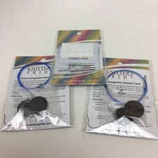 Bundle of 2 Knitter's Pride Blue Cords, 11" (20" w/tips) Plus Cord Connectors