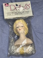 Vintage 1993 Mangelsen DOLLS Porcelain Lady Head  Hands 2 1/2" Blonde Hair