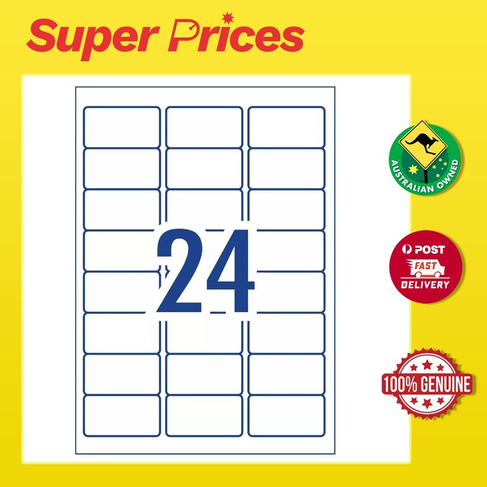 Avery White Laser Address Labels 24 per Sheet 100 Sheets 24 Up 959029