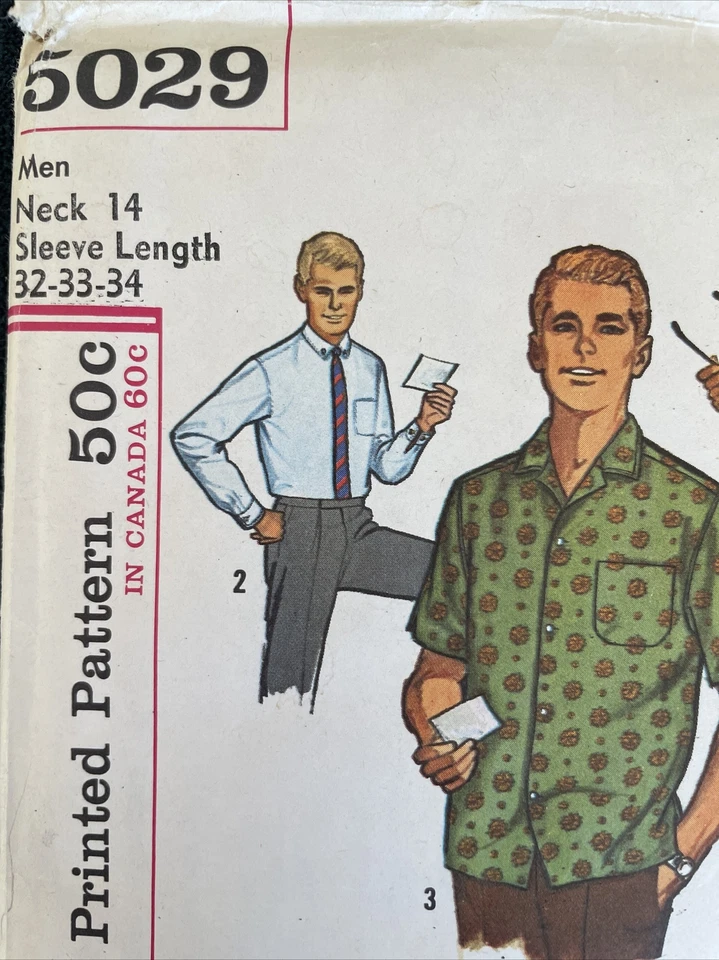 Vintage Simplicity 5029 NEW Men’s Front Button Shirt Size 14 - Image 2 of 4