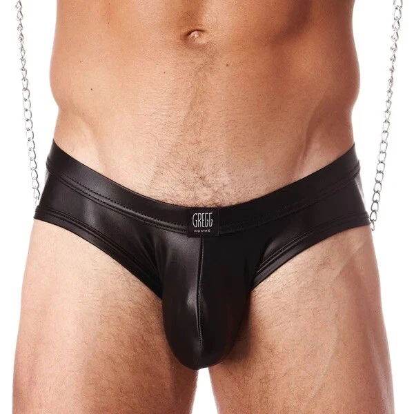 Vintage GREGG HOMME Faux Leather Brief & Armstraps W/Chains XL Gay BDSM - Image 3 of 4