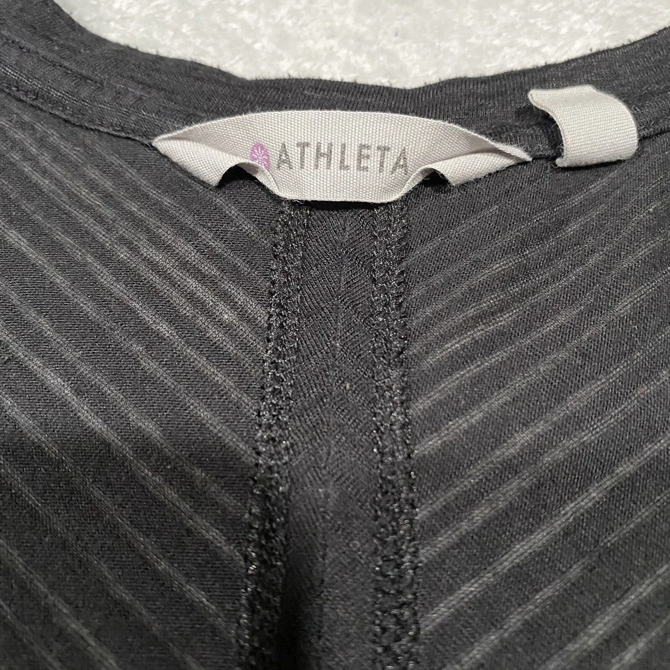 Athleta Illuminate TShirt Size S Black Semi Sheer Striped Lightweight Gym Yoga - Image 2 of 4
