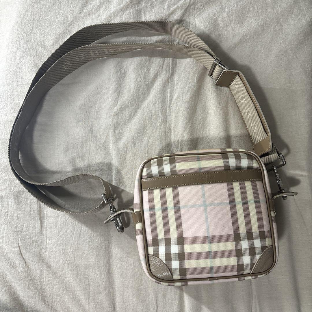 Burberry Shoulder Bag Nova Check Canvas Pink Authentic F10241658