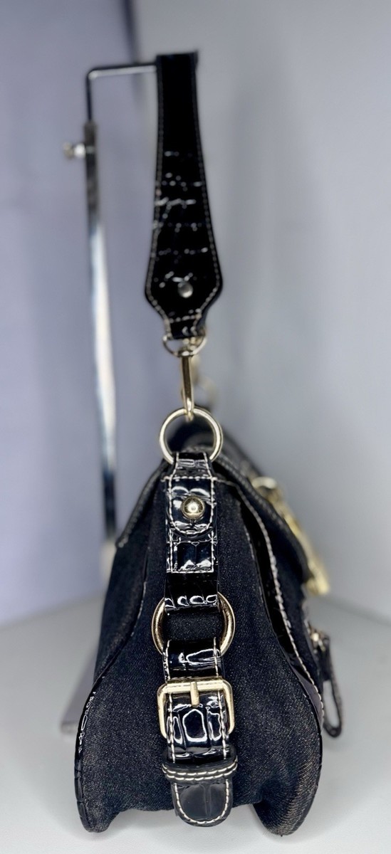 RARE FIND** GUESS Vintage Y2K Croc Embossed Padlock Denim Bag | eBay