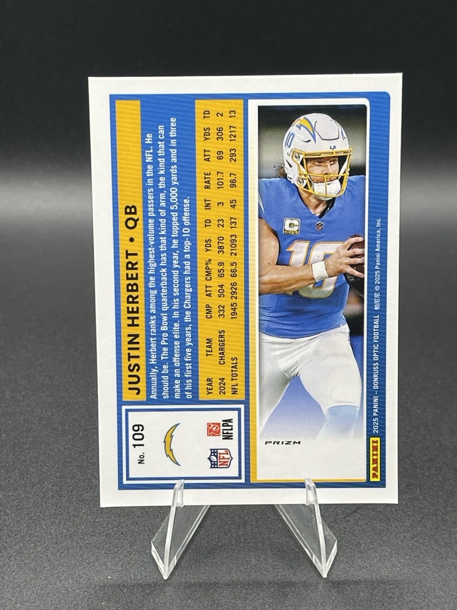 2025 Panini Donruss Optic Football Justin Herbert #109 Holo Prizm