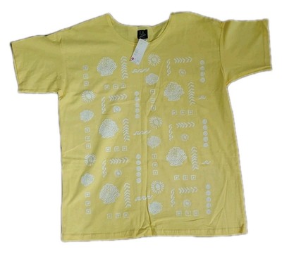 LA LIGHTS USA T-shirt Women S Small Yellow Nautical Coastal Shirt Short Sleeve