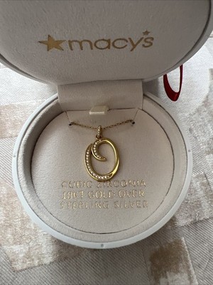 Macys Cubic Zirconia 18KT Gold Over Sterling Silver 