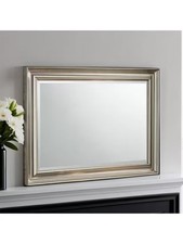 NEW Yearn Ribbed Frame Rectangular Decorative Wall Mirror 69 x 94cm - Silver