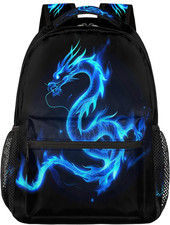 Abstract Blue Fire Dragon Backpack for Kids Women Men School Backpacks Girls Boy