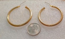 10K Real Solid Yellow Gold Shiny Polished Round 30 mm Hoop Earrings 246