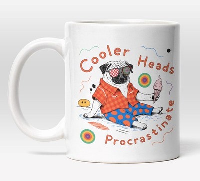 Cooler Heads Procrastinate Mops Becher, Lustige Hunde Kaffeetasse, Chill Mops Liebhaber Geschenk,