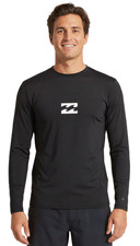 Billabong All Day Wave Loose Fit LS Rash Guard Mens Black Medium UPF 50 NWT