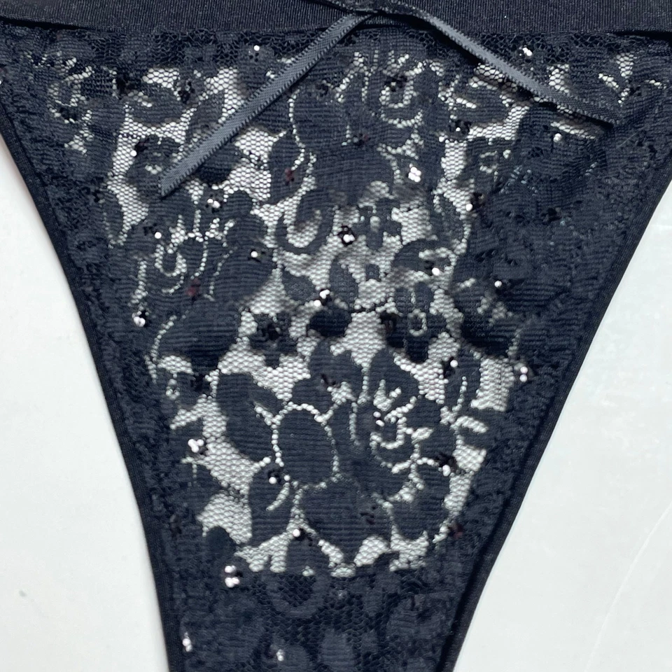 Vintage Victoria's Secret Thong Panties, y2k Black V String Low Rise Mesh S - Image 4 of 4