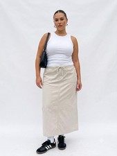 Vintage 2003 Old Navy Light Khaki Utility Maxi Skirt  Y2K Low Rise  Size 18