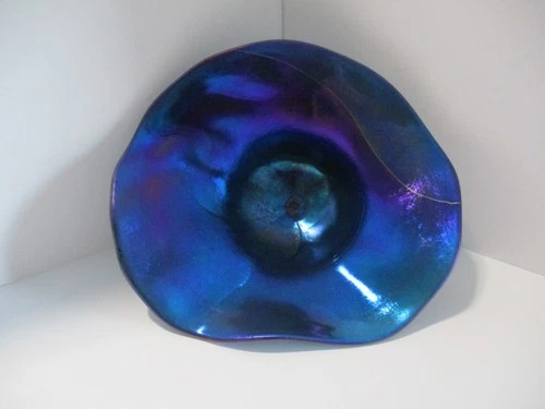 Gorgeous Antique Carder Steuben Blue Aurene Iridescent Bowl Unsigned!