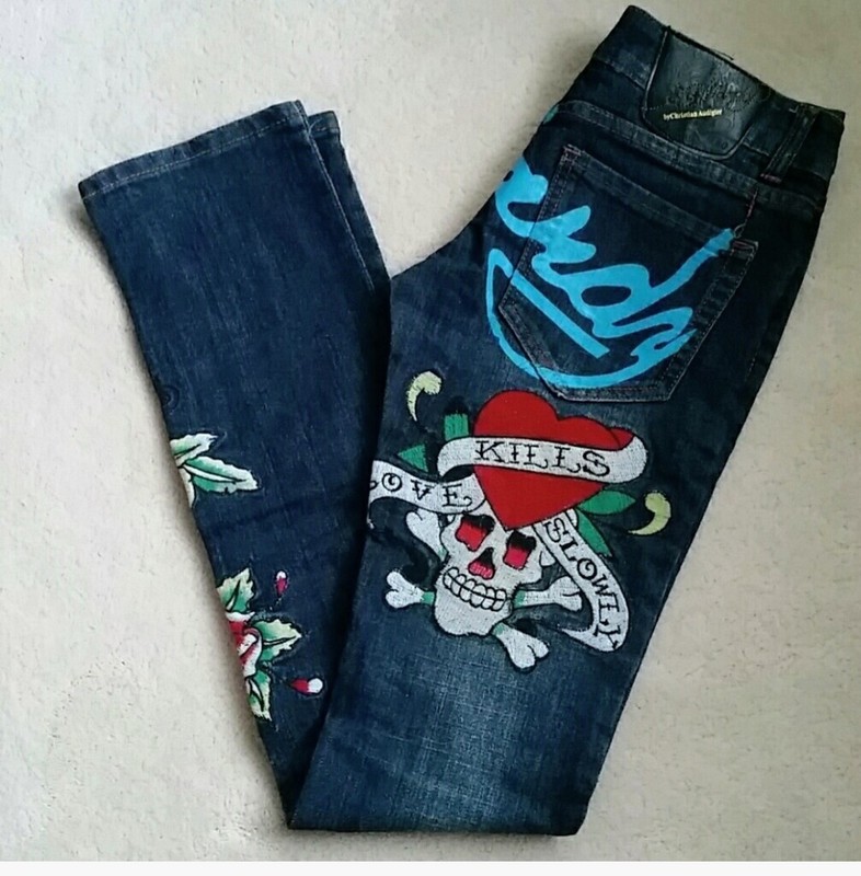 Ed Hardy Christian Audigier Women's Jeans Size 26 *Embroidered*