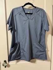 Women's Carhartt Force Gray V-Neck Scrub Top Shirt Size Large Medical Nurse
