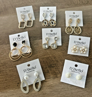 NEW D'BELLO Stud Earrings Lot Of 8 Dress Earrings Homecoming Prom Party